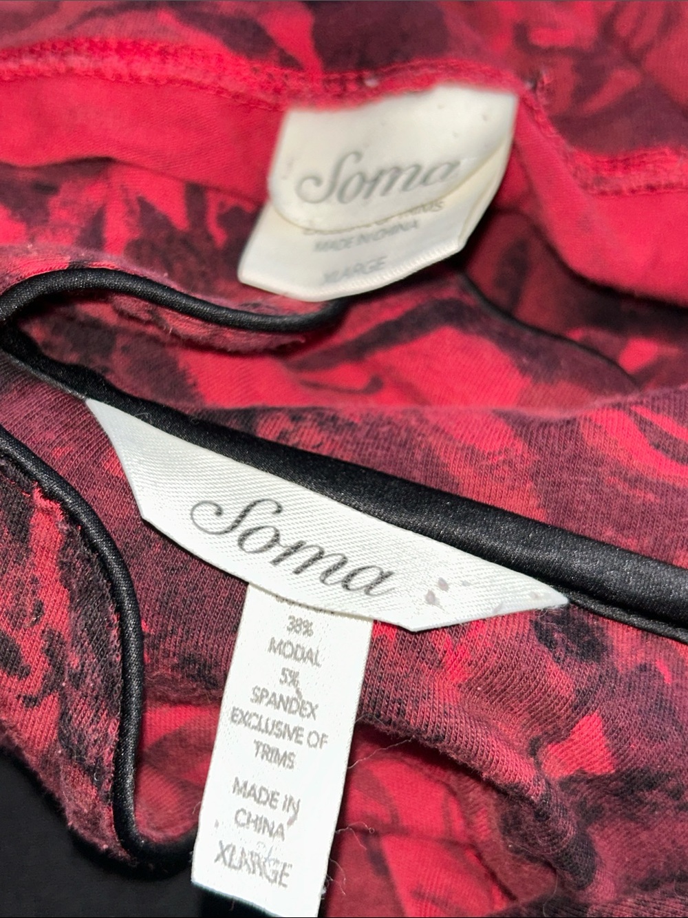 XL Soma stretchy rose print pajama sleep set - Picture 2 of 3